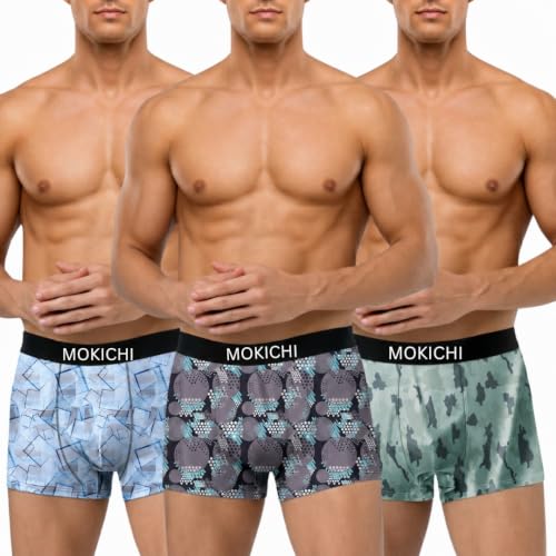 Image of Men's Premium Microfiber Printed Boxer Briefs for Men | Soft, Breathable, Stretchable Innerwear | Moisture Wicking Comfort Trunks Prints