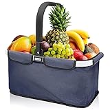 easy line Kühlkorb - Stabiler Thermo Einkaufskorb mit Kühlfunktion und viel Stauraum - Eleganter faltbarer korb für den Wocheneinkauf oder als Picknickkorb - isoliert, Leicht & Klappbar (Navy)
