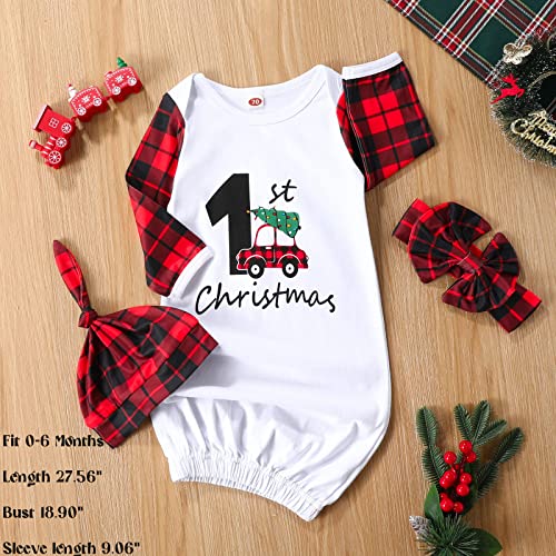 Amawmw Newborn Neutral Baby Girl Boy First Christmas Sleepers Gowns Unisex Baby 1St Xmas Nightgown Infant Buffalo Plaid Outfit #TOP1