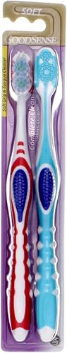 GoodSense Complete Clean Cepillo de dientes suave con limpiador de lengua, 2 unidades