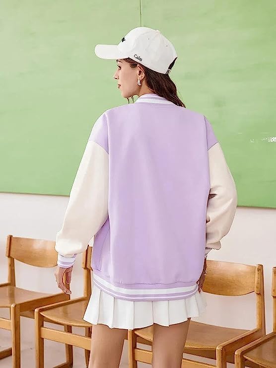 Image of Stylish Long Sleeve Letterman Varsity Jacket for Women