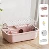 Hamster Cage, Small Animal Cage, Acrylic, Clear, Difficult to Escape, Large Size, Comfortable, Durable, Breathable, Tray Design, Guinea Pigs, Hedgehogs, Reptiles, Small Animals, 14.2 x 10.2 x