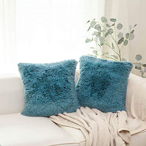 Image of Faux Fur Throw Pillow Covers for Couch Decorative Pillows 20x20 Inches