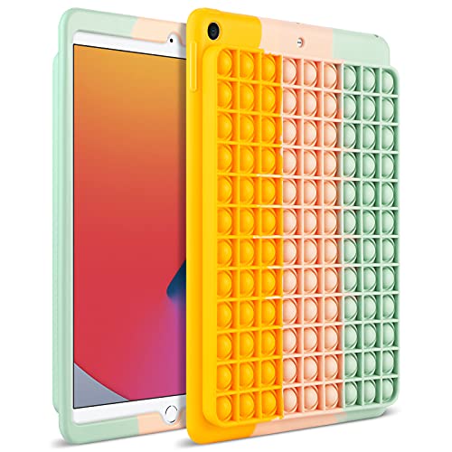 Aemotoy for iPad 10.2 Case 2020 iPad 8th Generation / 2019 iPad 7th Gen Case Push Fidget Pop Toy Soft Silicone iPad Cover Stress Reliever for Women Girls Full Body Protective for iPad 10.2 Inch
