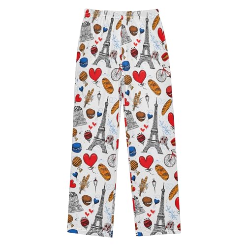 Pajama Pants Lounge Sleep PJ Bottoms Sleepwear Elastic Waist Drawstring S Macaron