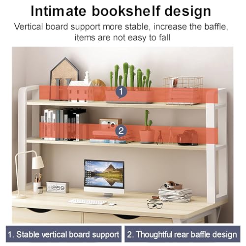 Bureau d'étude élégant avec étagères petit espace et table informatique compacte beige