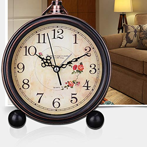Vintage Style Alarm Clock Silent Antique Retro Table Clock Decorative Quiet Non-Ticking Clock Classic Retro Clock Desk Alarm Clock(Without Battery) #TOP1