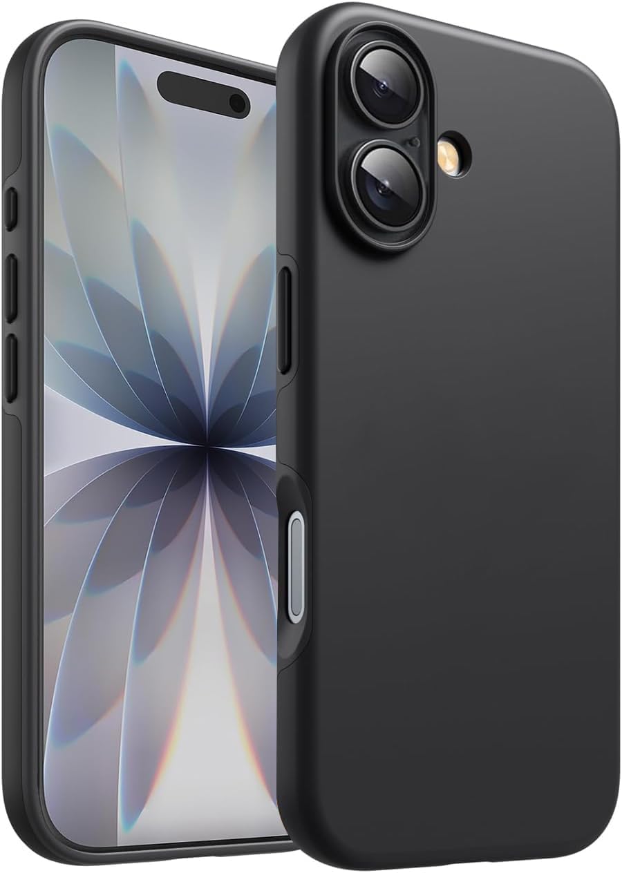 DIZORO Compatible with iPhone 17 Case 6.3, Slim Liquid Silicone 3 Layers Full Covered Soft Gel Rubber Phone Cases Protective Back Cover 6.3 Inch - Black