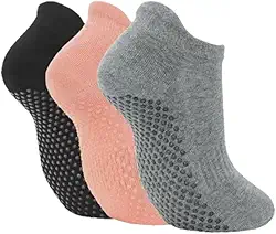 Kit com 3 Meias Antiderrapantes para Yoga, Pilates e Exercícios, Cano Curto