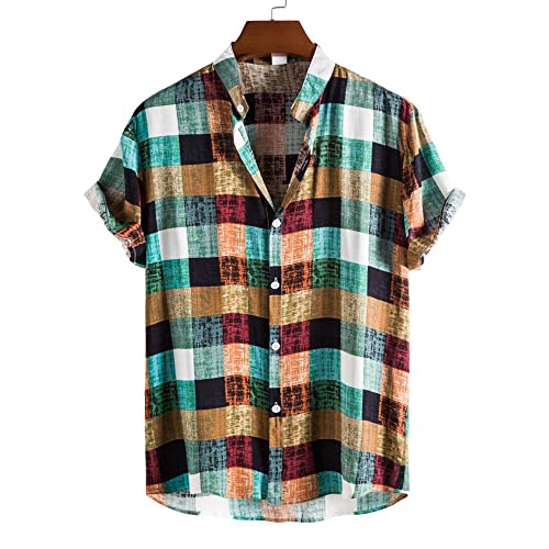 Chemises pour hommes col montant et imprimé peint vintage