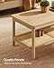 VASAGLE 2-Tier Coffee Table for Living Room, Rectangular Living Room Table, with PVC Rattan Storage Shelf, Rounded Corners, Easy Assembly, Boho Style, 21.7 x 39.4 x 17.7 Inches, Oak Beige ULCT240Y57