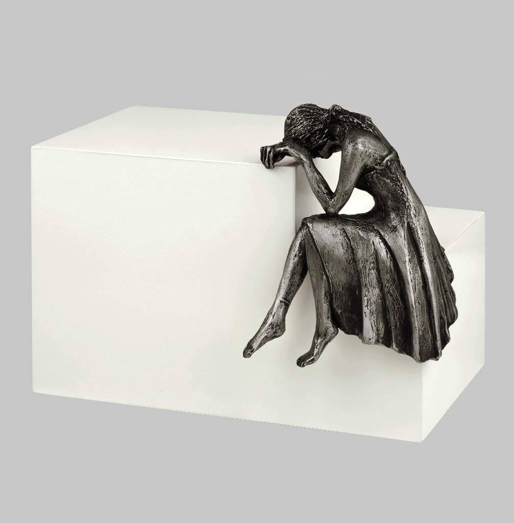 Cremation Ashes Casket Unique Memorial Funeral Urn Sculpture Cremation urn Grief (Silver Plated / White)