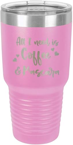 All I Need is Coffee and Mascara - Vaso de 30 onzas con popote y tapa superior deslizante  Taza de viaje de acero inoxidable  Comparar con Yeti