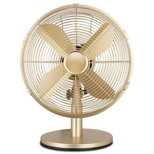 Air Pro 12 Desk Fan Portable 70 Degree Oscillating Metal Table Fan for Instant Cooling with Adjustable Tilt & 3 Speed Settings Compact Fan with Quiet Operation to use at Home Office or Bedroom