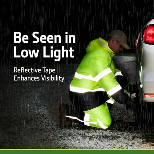 John Deere Hi-Visibility Rain Suit, ANSI Class 3, Poly Oxford with PU Backing, Hi-Vis Yellow/Black4