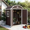 Outdoor Storage Shed 6 x 4.5 ft, Garden Resin Tool Shed with Window&Vents,Lockable Door&Ramp,Waterproof Storage Shed with Floor Suitable for Patios,Gardens, Backyards and Construction Sites