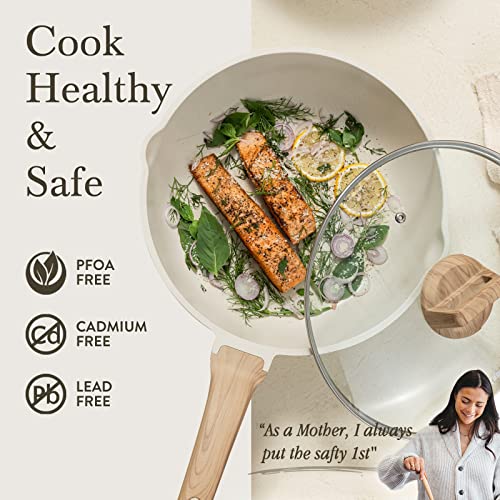 Image of CAROTE 6.5 Quart Deep Frying Pan Nonstick Saute Pan With Lid Deep Skillet Pan 12.5 Inch, PFOA Free
