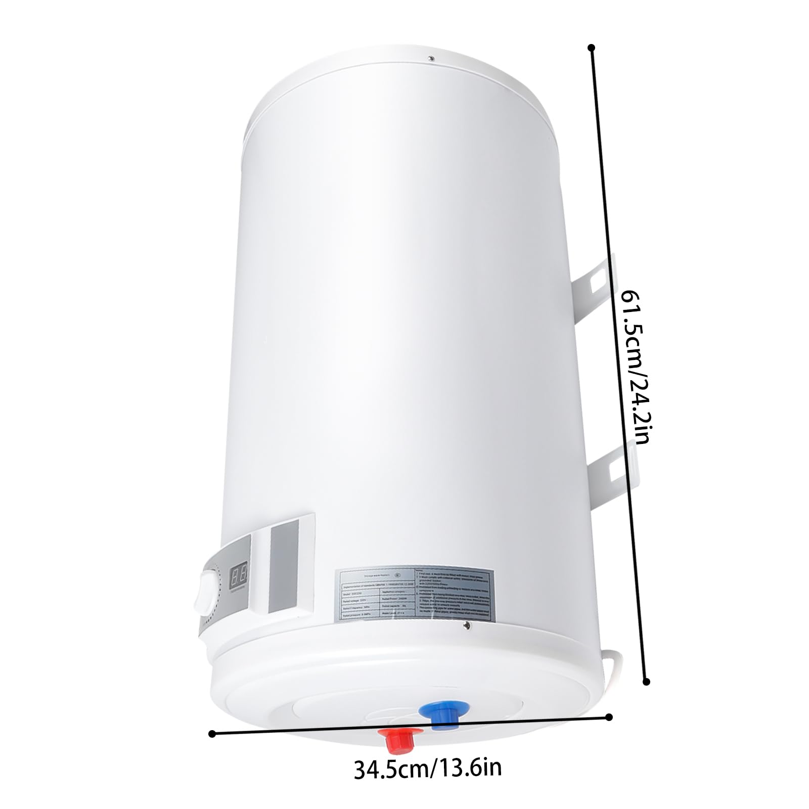 Chauffe-eau instantané 50/80 l - Capacité thermique - Stockage électrique - Avec affichage de la température LED - Valve de sécurité - Montage mural - 50 l