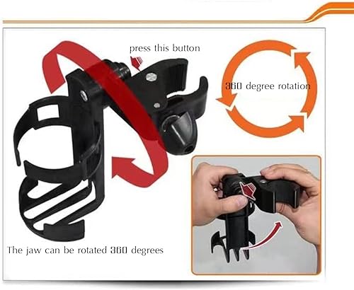 Miniatura 4 de Portavasos para scooter, soporte para botella de bicicleta con rotación de 360 grados, accesorios antideslizantes de desmontaje rápido, soporte para