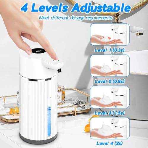 Image of Automatic Soap Dispenser, Rechargeable Sensor Hand Wash Dispenser with Digital Electricity Screen, 420ML Large Capacity, 4-Speed Adjustable Auto Foaming Dispenser for Bathroom (White)