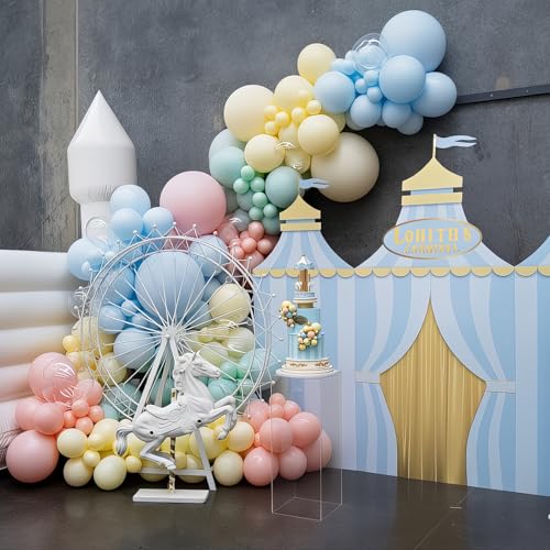 Image of HILAVO Pastel Balloons Back To School Rainbow Colorful Birthday Balloon | Pastel Color Confetti Balloon for Fun To Be One Fancy First Birthday Ice Cream Christmas Baby Shower Bridal Party Decorations
