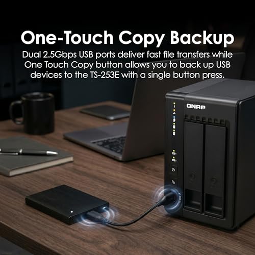 Image of QNAP TS-253E-8G-US 2 Bay High-Performance Desktop NAS with Intel Celeron Quad-core Processor, 8 GB DDR4 RAM and Dual 2.5GbE (2.5G /1G /100M) Network Connectivity (Diskless)