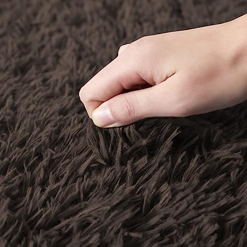 Aspire Homeware Round Rugs Living Room, Brown Area Rugs 120x120cm for Bedroom Anti Slip - Image 4