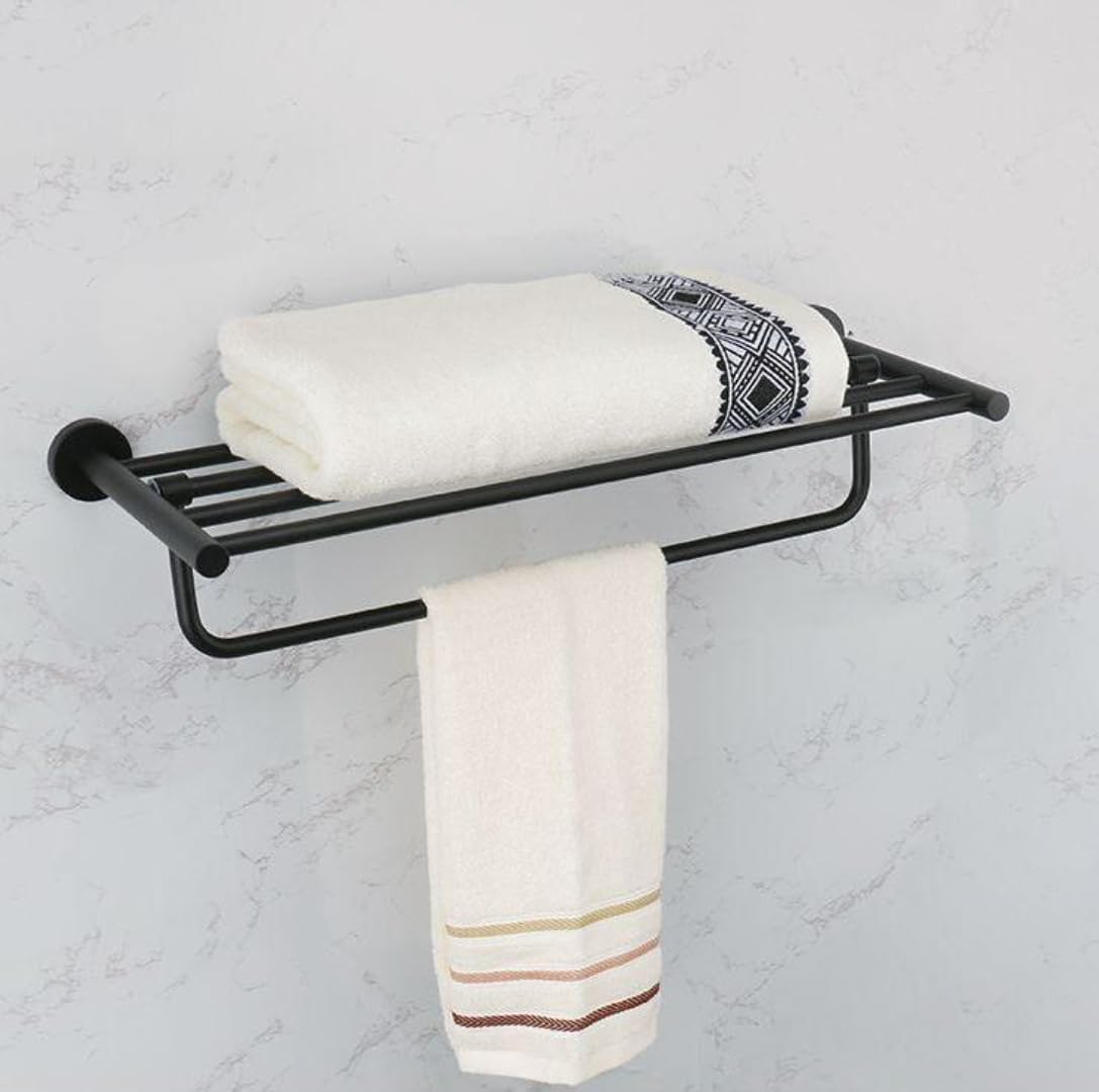 Porte-serviettes noir mat en acier inoxydable pour salle de bain moderne
