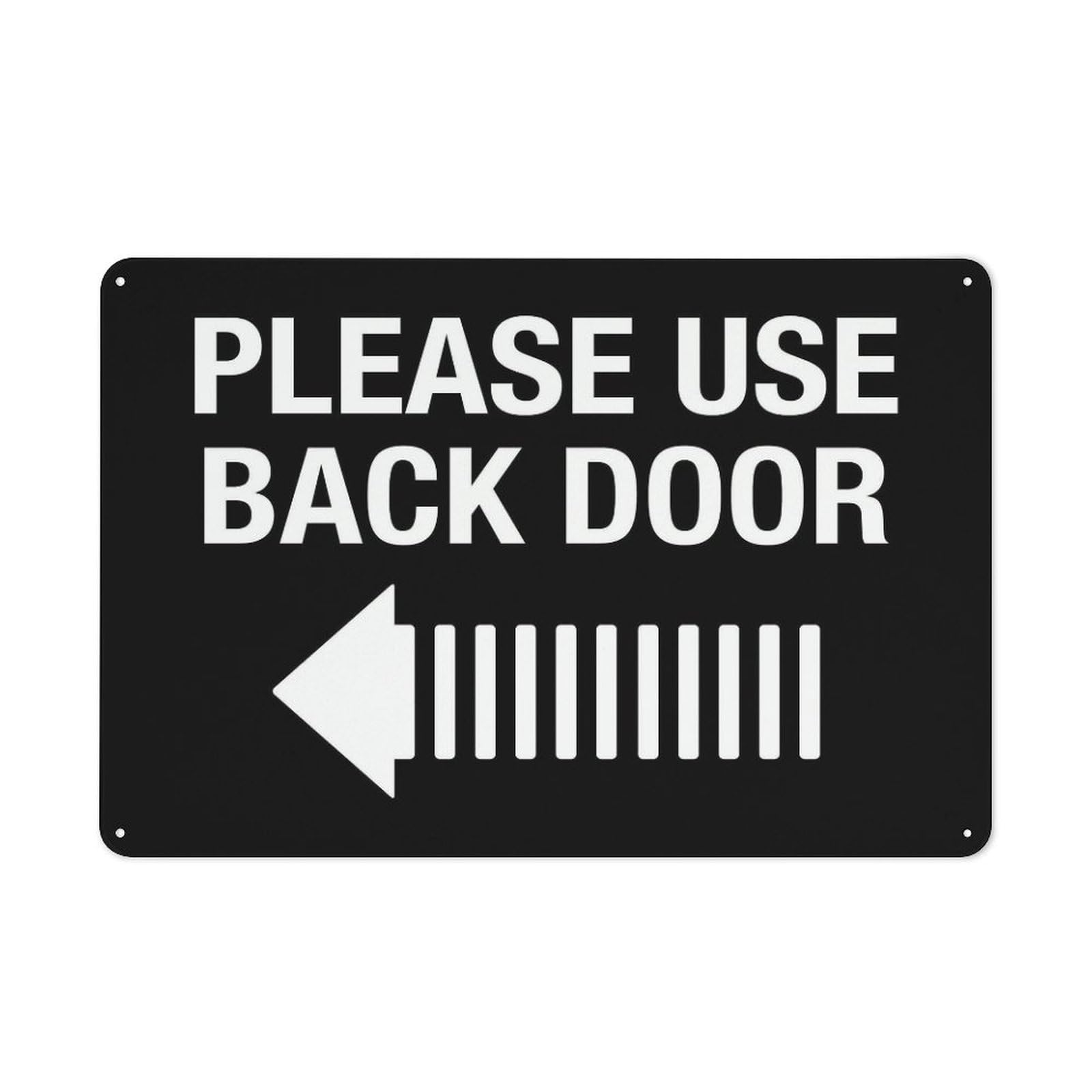 Asbwuo S0951 Please Use Back Door (Left Arrow) Sign Home Kitchen Farm Garden Garage Wall Decor 12X8inch