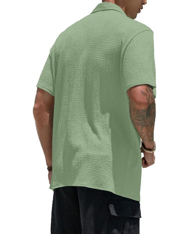 Image of COMBRAIDED Men's Slim Fit Half Sleeve Polycotton Casual Shirt - Solid Pattern, Hip Length