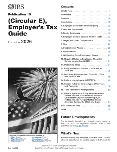 IRS Publication 15 (Circular E), Employer's Tax Guide (For use in 2026)