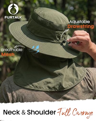 Image of FURTALK Sun Hats for Men Women Fishing Hat with Neck Flap UPF Protection