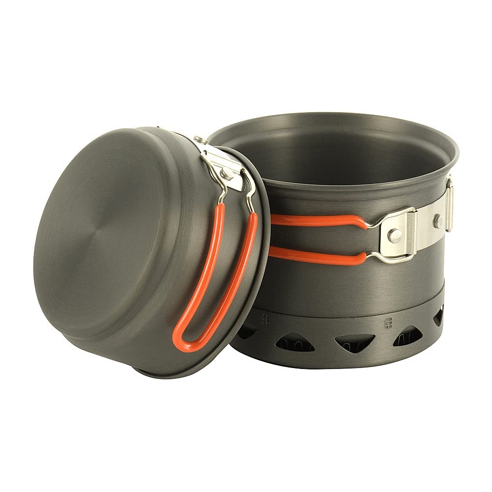 M-TacCamping Dish Set 2 PCS - Pan and Pot with Heat Exchanger - Outdoor Compact Cookware Kit Gear for Backpacking Travel Hiking Picnic