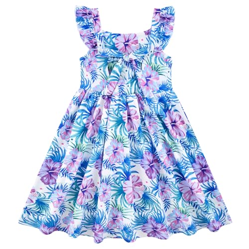 Vieille Toddler Girls Summer Dress Ruffle Short Sleeve Cute Mermaid Backless Kids Casual Beach Dress 3-7T3