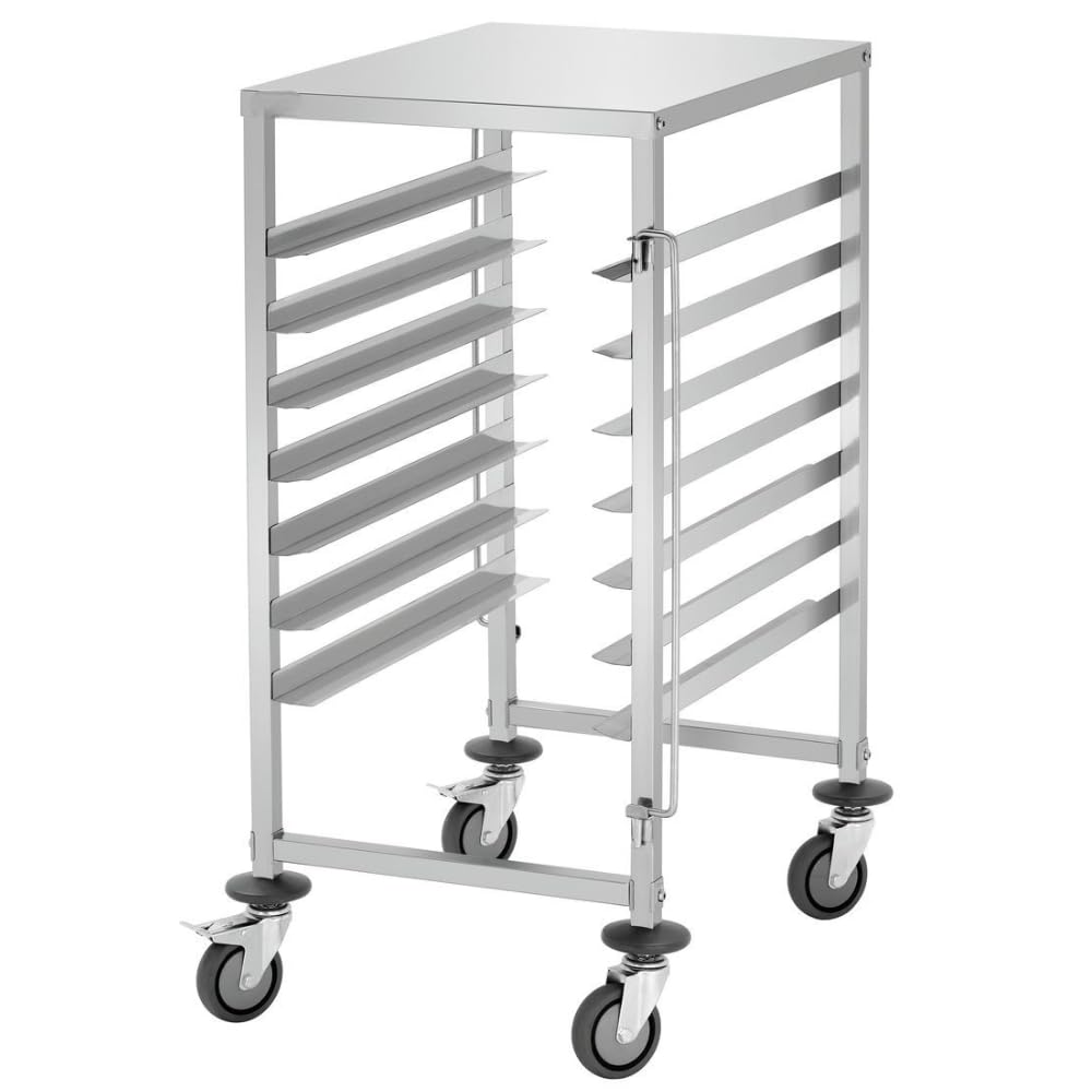 MBH - Carro para Bandejas de Acero Inoxidable 600x400 mm. Carro Profesional con Capacidad para 7 bandejas para hosteleria