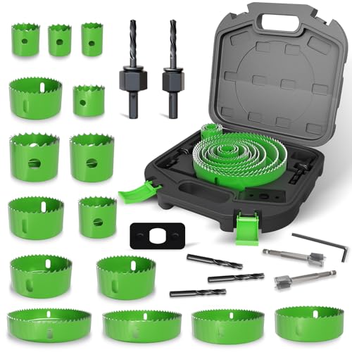 METOTY 24-teiliges 19-152mmBi-Metall Lochsäge Set Karbidstahlschneider für Holz Gipskarton & Kunststoff | Ultrascharfe Zähne | Schnellwechselbar | Inklusive Dorn & Hex Key