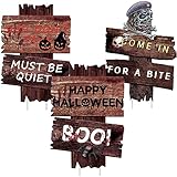 Flagicon Halloween Decorations Outdoor Yard Signs, 3pcs Beware Warning Yard Signs Scary Decor Lawn...