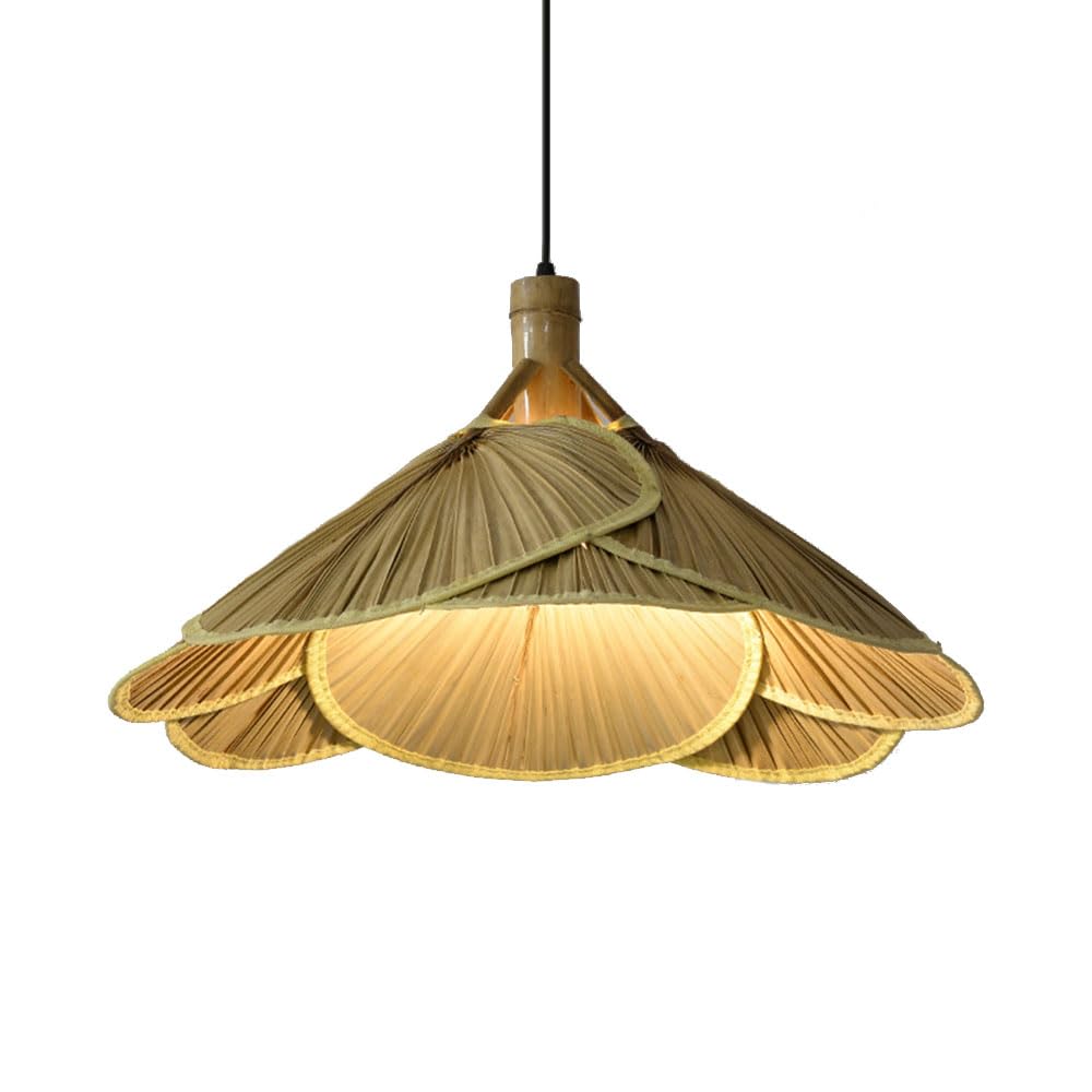 ABZJOGG Japanese Style Pendant Lamp Rattan Lamp Shade wabi-sabi Style Hand-made Rattan Cage Chandelier basket Woven Ceiling Hanging Lighting for Kitchen, Dining Room, Hallway, Farmhouse