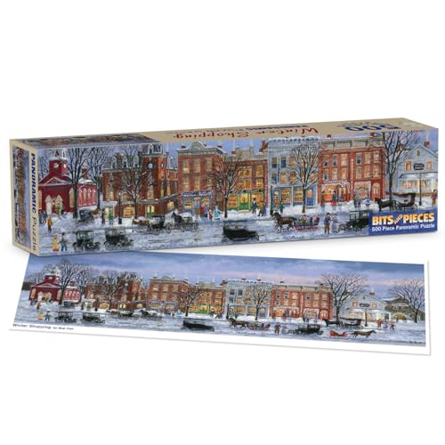 Bits and Pieces Jigsaw Puzzles 500 Pieces - Panoramic Winter Shopping