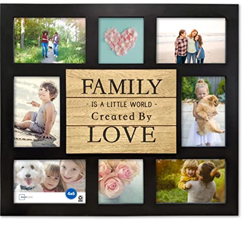 Family Photo Frame, Family Picture Frames Collage Wall Decorative, 9 Opening 4X6 Picture Frames Family, Wall Hanging For 6X4 Photos 8 Pack Black, Required Assembly #TOP6
