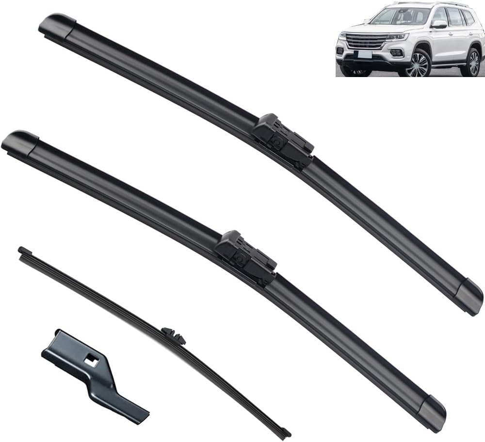PLAKDFUU Wiper Blades Front Rear Set for MG RX8 2019 2020 2021 2022 2023 Saic Roewe 24" 19" 11" - Silent & Streak-Free