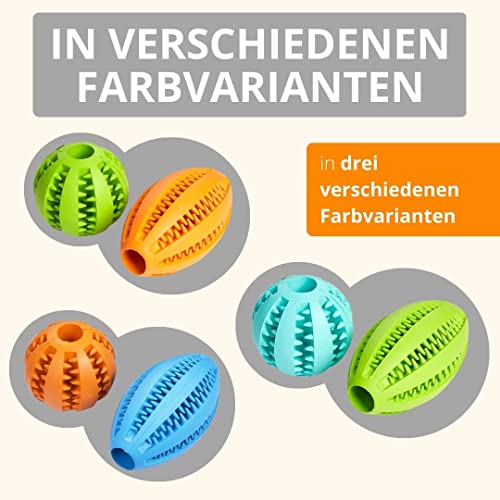 AMATHINGS Hundespielzeug Set Doppelpack Snackball und Snackrugby – Futterspielzeug Hund für intelligentes Spielen – Snackball Hund aus 100% Naturkautschuk – Leckerli Spielzeug für Hunde