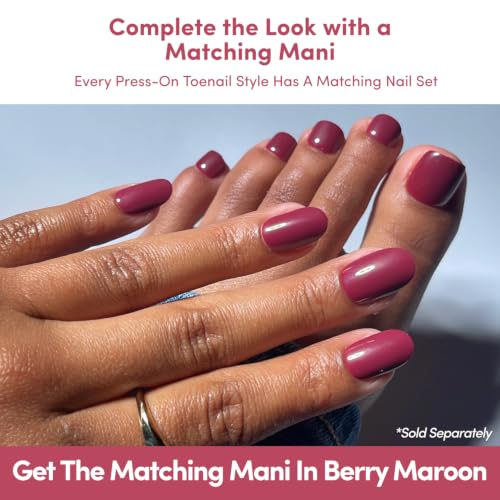 Glamnetic Press-On Toenails Bundle - Berry Maroon & Boba | Salon Quality Fake Toenails Kit | Deep Berry Red & Neutral Brown Pedicure Toenails for At-Home Pedicures - Image 5