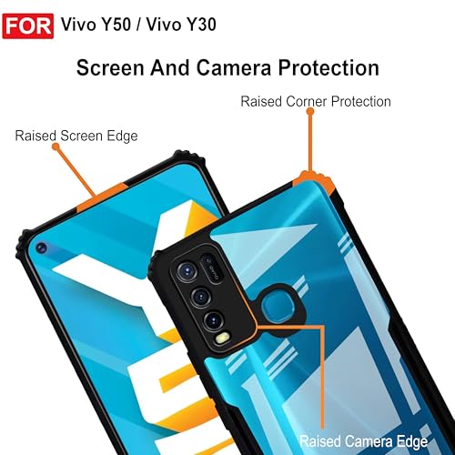 Image of Zapcase Back Case Cover for Vivo Y30 / Vivo Y50 | Compatible for Vivo Y30 / Vivo Y50 Back Cover | Clear Case with Camera Protection | (TPU + PC | Matte Black)
