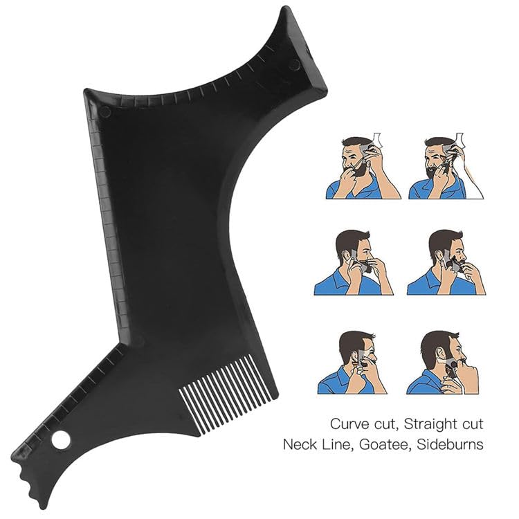 Image of Fully Beard Shaper Tool for Men Beard Comb for Men and Boys Beard Symmetry Tool for Perfect Lines, Neckline and Jawline Pack of 1
