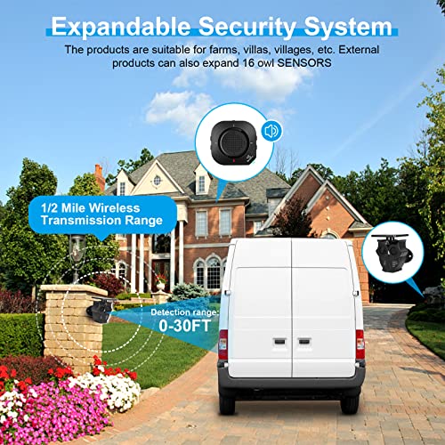 1/2Mile Long Range Wireless Solar Driveway Alarm Sound Light Alarm Ip65 Weatherproof Outdoor Motion Detector 120 Db Siren Sound Alert , Flash Warning Security Alarm System For Farm And Home #TOP1