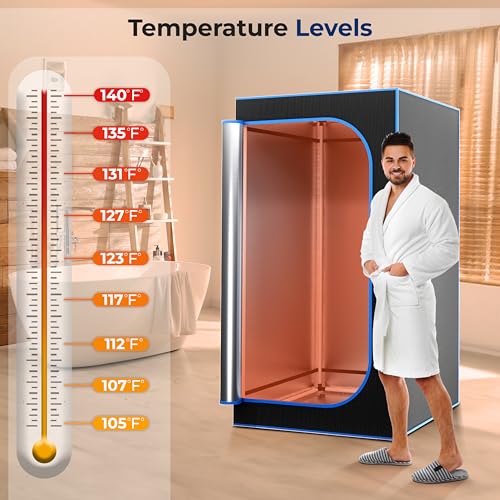 Image of SereneLife Infrared Heat Home Sauna, Compact & Portable Spa Style Steam Sauna, Foot Pad Heating Mat, Indoor Personal Sauna with Foldable Chair, At-Home Relaxation and Rejuvenation