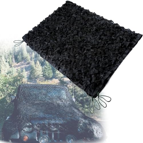 Genérico Malla De Camuflaje Negro Red De Camuflaje Sombra Exterior 4x5m 5x5m 6x8m 9x9m para Jardín, Camping, Cobertura Militar, Decoración Y Protección Solar(W3xH3.5m)