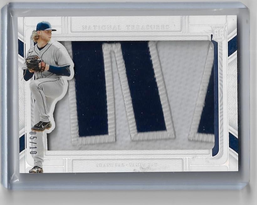 Shanez Baz Serial Numbered #05/10 Silver Holo Rookie Silhouettes Game Used Jersey Memiorabilia Relic Collectible Baseball Card - 2022 Panini National Treasures Baseball Card #RS-SB (Rays)