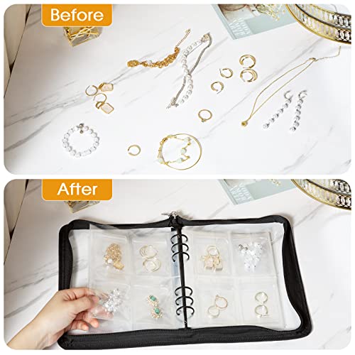 Uross Transparent Jewelry Storage Book, Jewelry Earring Organizer, Clear Travel Jewelry Organizer Book, Zipper Jewelry Storage Display For Necklaces Earrings Rings Bracelets With Pockets (84 Grids) #TOP6